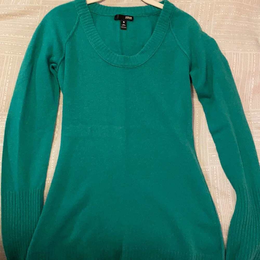 Green cashmere sweater by Aqua (M); used but excellent condition